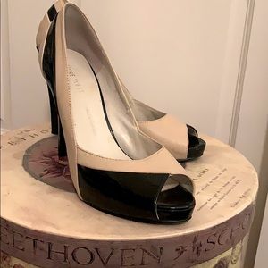 Nine West soft leather peep toe heels